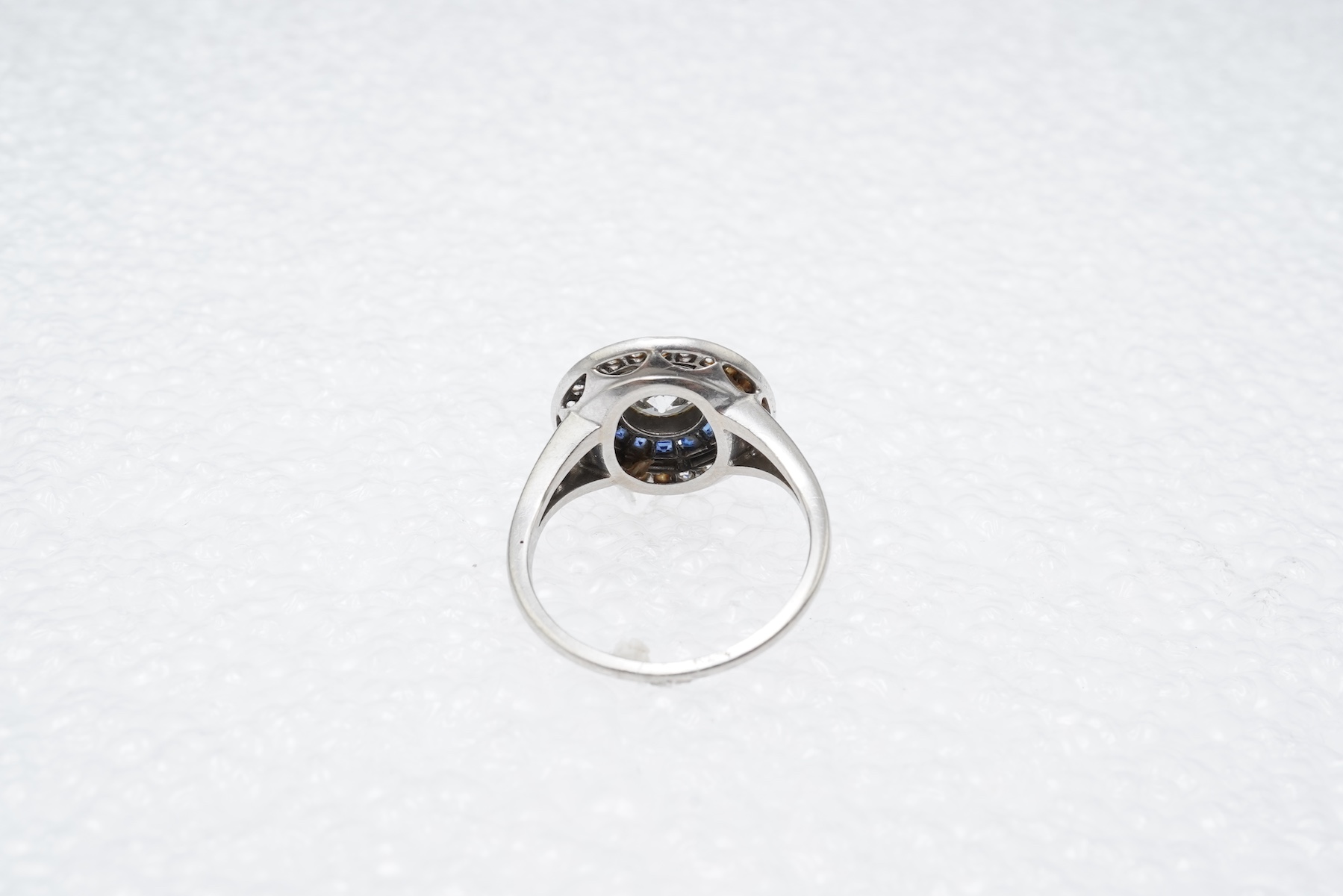 A diamond and sapphire 'target' ring